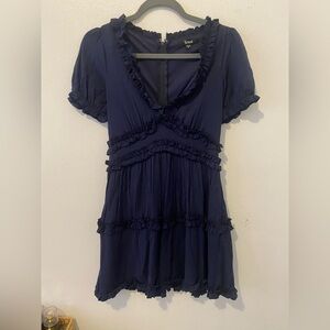 Trixxi Navy Ruffle Trim Dress